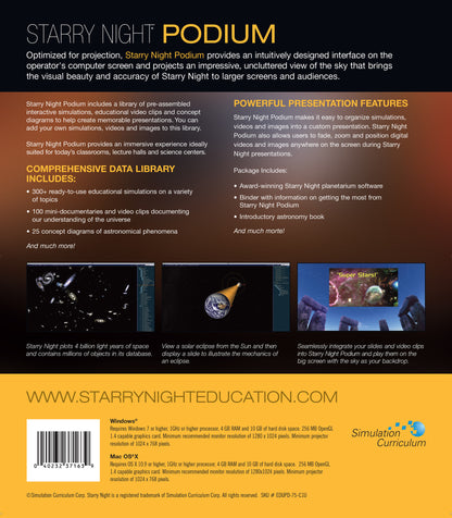 Starry Night Podium Version 7 Education Simulation Curriculum Astronomy Software