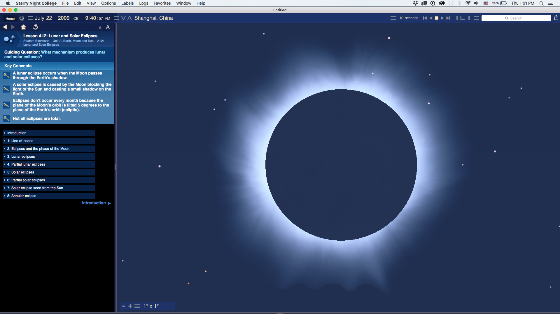 Starry Night College Version 8 Lunar and Solar Eclipse Screenshot
