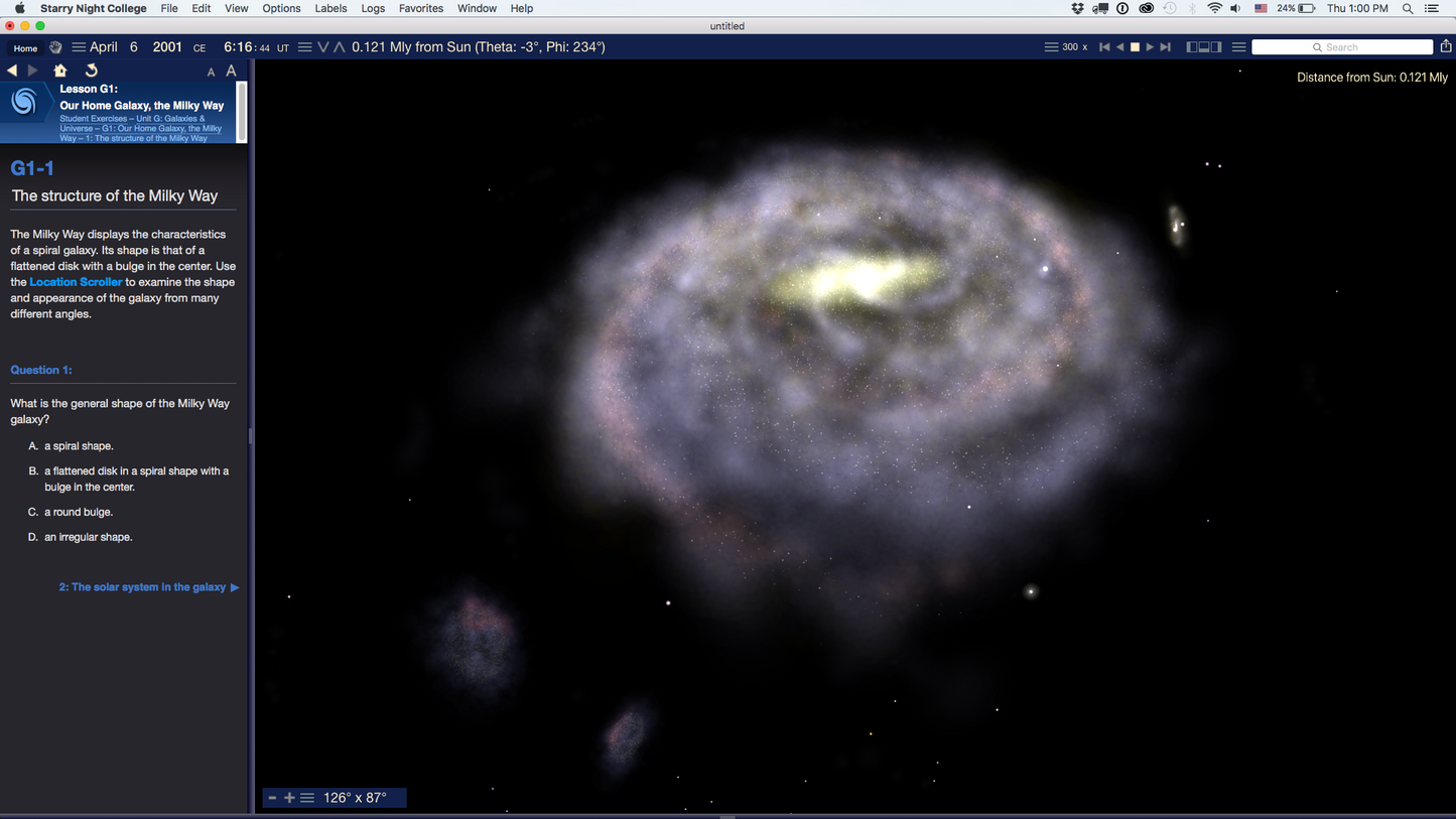 Starry Night College Version 7 Structure of the Milky Way Screenshot