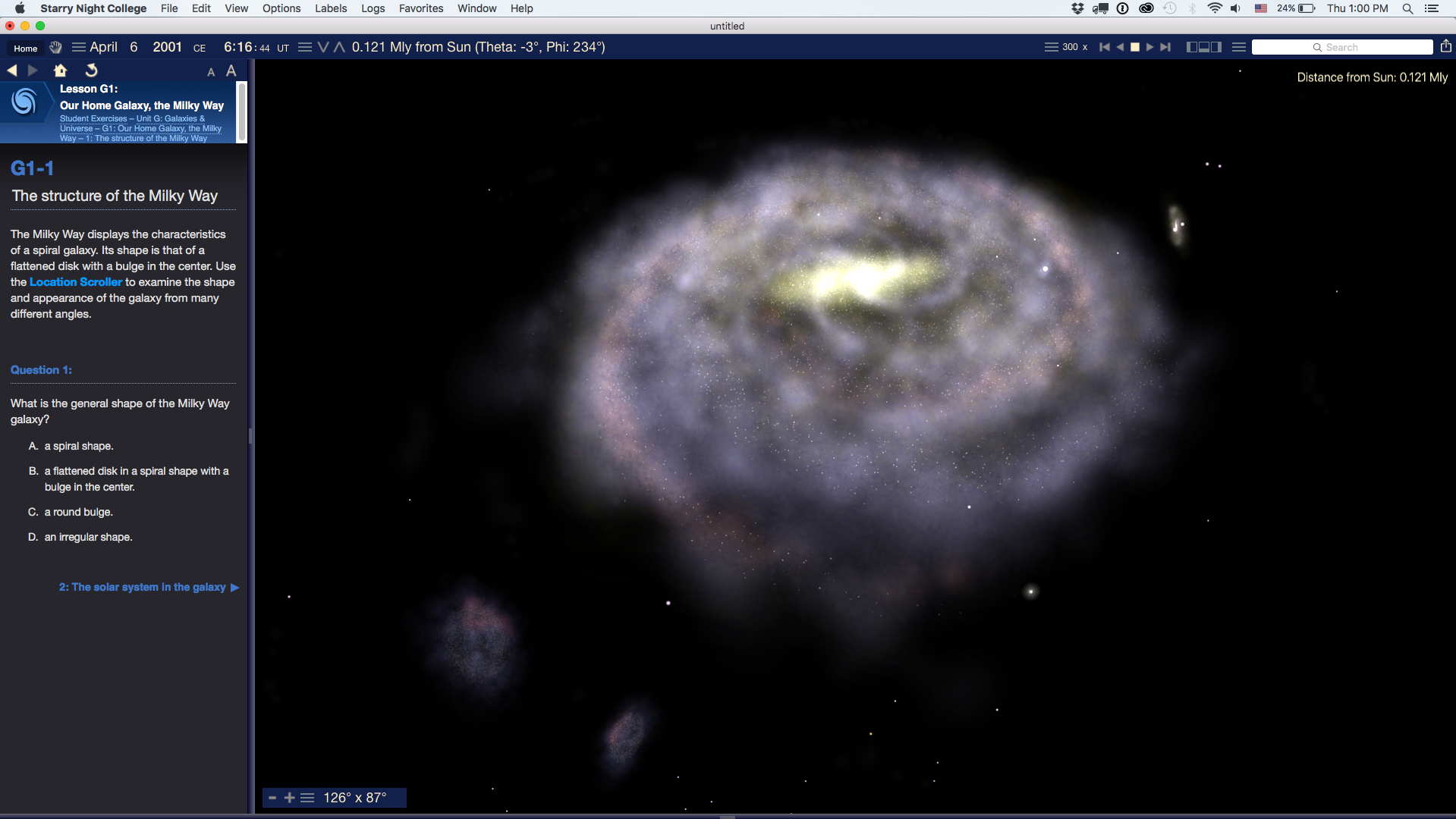 Starry Night College Version 7 Structure of the Milky Way Screenshot