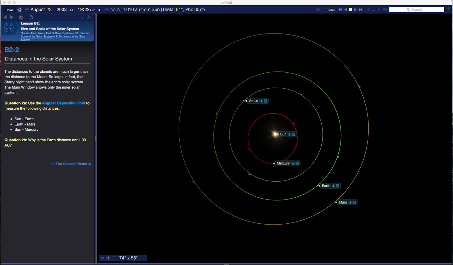 Starry Night Education Software Size and Scale of the Solar System